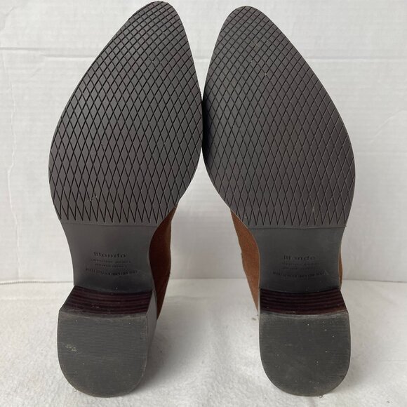 Blondo Waterproof Brown Suede Cutout Ankle Bootie - Picture 6 of 8